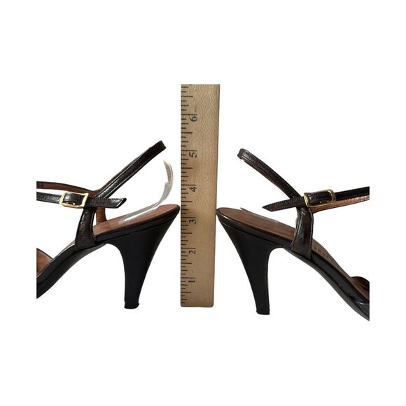 Vintage I.‎ Miller Brown Leather Rosette Heels – Size 8.5B - Picture 12 of 16